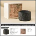 Set de pot à dechet de thé en céramique avec coffret, 540ml texture pierre foncée pour cérémonie. - Boîte cadeau / Noir d'Encre