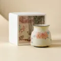 Keramik Teegeschirr Halter Pfingstrose Blumenmuster elegante Desktop Vase Geschenkset - Jingpu Tee-Zylinder (Geschenkbox-Set) / 8.8x8.8x9.4cm (Mit 13x13cm Geschenkbox)