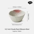 Bol de loto de cerámica de 5.2 pulgadas borde nube degradado rosa cereal sopa postre - 5.2 Pulgadas / Cuenco de Hoja de Loto Rosa Melocotón Cambiado al Horno