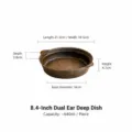 Golden glazed ceramic double-ear deep plate, elegant table dinnerware for pasta or soup. - 8.4 Inch Gilded Glaze Double Handle Deep Plate
