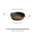 Ceramic double ear deep baking dish 9.2 inch golden glazed round ceramic soup and pasta plate - 9.2 Inch Gilded Glaze Double Handle Deep Plate