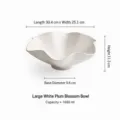Large white ceramic plum blossom bowl soup basin with unique wavy floral design elegant tableware - L / White