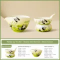 Ensemble tasse à thé et filtre en céramique avec de jolies illustrations de pandas. - Ensemble Filtre à Thé + Tasse en Verre Lanyue
