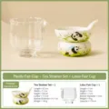 Joli set de filtre à thé en céramique panda et pichet en verre pour infusion de thé en vrac. - Ensemble Filtre à Thé + Tasse en Verre Lotus