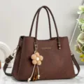 Large capacity women shoulder bag PU leather tote handbag stylish commuter crossbody bag - Coffee