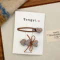 Cute plaid heart kids hair clip set, versatile side bangs hairpin for girls and toddlers. - Blue Coffee Plaid Heart Style
