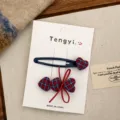 Cute plaid heart hair clips set for girls, snap hairpin and hair accessories for daily wear. - Wine Red Plaid Heart Style