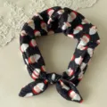 Christmas Santa Claus printed knotted headband black elastic hair accessory for women. - Navy All-Over Santa Print Style (No. 3) / 1 Piece