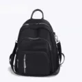 Sac à dos noir élégant pour femme, grand sac de voyage décontracté en nylon multi-poches. - Style 3
