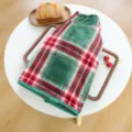 Cozy red and green Christmas plaid pet fleece garment detail, soft and warm for small dogs cats. - S / Christmas Plaid Bathrobe