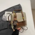 Retro college style retro backpack small casual handbag fashionable design for daily wear - With Pendant / Beige And Brown
