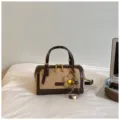 Stylish brown khaki Boston bag for women, chic autumn crossbody handbag for daily commute use. - With Pendant / Khaki