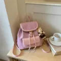 Sac à dos rose rétro de grande capacité avec rabat léopard et joli pendentif ours doux. - Avec Pendentif / Rose