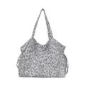 Borsa tote in tela con stampa leopardata grigia, borsa a tracolla casual capiente. - MAISON Leopardo Grigio