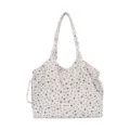 Borsa a tracolla in tela da donna, grande capacità shopper casual con stelle stile elegante. - Stella Beige Lavorata A Maglia