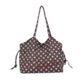 Borsa a tracolla marrone a pois bianchi da donna, grande borsa casual per tutti i giorni. - BABYBLUE Pois Marrone