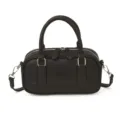 Black retro style women handbag, minimalist casual cross-body shoulder bag with dual handles. - No Pendant / Black
