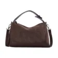 Brown PU leather pillow shoulder bag, stylish casual handbag with strap for women. - Without Pendant / Coffee