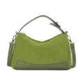 Green faux suede pillow shoulder bag with top handle and crossbody strap for women stylish use. - Without Pendant / Green