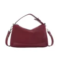 Chic burgundy leather pillow bag for women, fashionable single shoulder crossbody bag. - Without Pendant / Red