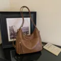 Bruine retro dames rugzak van PU leer met grote capaciteit, stijlvolle vintage tas - Zonder Hanger / Bruin