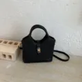 Black minimalist handbag shoulder crossbody bag casual commuter tote bag for women style - No Pendant / Black