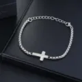 Bracelet croix en acier titane minimaliste, chaine argente elegante pour le style quotidien. - Bracelet Chaîne Patchwork Croix Argent (S0332-B) / Argent