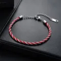 Bracelet en acier titane tressé rouge et argent élégant pour femmes et hommes, bijoux. - Bracelet en Corde Tressée Rouge Et Argent (S0343-A) / Rouge