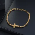 Bracelet de chaîne de couple tendance de bijoux de poignet en acier inoxydable doré croix - Bracelet Chaîne Patchwork Croix Or (S0332-A) / Or