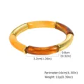 Bracciale elastico in resina intrecciata Maillard da donna gioielli dorati impilabili - Bracciale Motivo Ambra (BR-3343G) / 1 Pezzo/Confezione