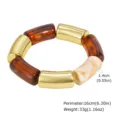 Bracciale elastico in resina curva Maillard da donna, gioielli impilabili dorati. - Bracciale Tubo Curvo Multicolore (BR-3342G) / 1 Pezzo/Confezione