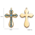 Vista dettagliata del ciondolo croce turchese, metallo placcato oro 18k, accessorio DIY. - Oro Stile E (DY0124)