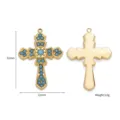 Ciondolo croce placcato oro con pietra blu, accessorio per bigiotteria fai da te 32x22mm - Oro Stile F (DY0124)