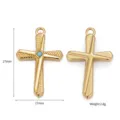 Ciondolo Croce Oro DIY Gioiello Turchese Accessorio Placcato Oro 18K 27x17mm - Croce Strass Turchese (27x17mm) / Oro Stile A (DY0124)