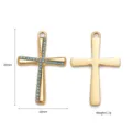 Ciondolo a croce dorata con pietre blu, accessorio per gioielli dettagliato 28x18mm per fai da te. - Croce Strass (28x18mm) / Oro Stile D (DY0124)