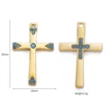 Vista dettaglio ciondolo croce placcato oro dimensioni 28x18mm peso 2.3g per gioielli fai da te - Croce Turchese Doppia Faccia (28x18mm) / Oro Stile C (DY0124)