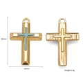 Primo piano del ciondolo a croce placcato in oro con smalto e dimensioni di. - Croce di Goccia (28x18mm) / Oro Stile B (DY0124)