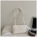 Minimalistische cremefarbene Ledertasche, koreanische Damen Umhängetasche Handtasche Alltag. - Ohne Anhänger / Gebrochenes Weiß