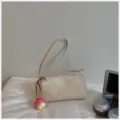 Casual geweven schoudertas onder de arm voor dames, minimalistische effen dagelijkse handtas. - Schouder-okseltas / Beige Met Hanger