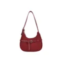 Bolso bandolera de media luna rojo vino para mujer, bolso tejido elegante y casual. - Sin Colgante / Rojo