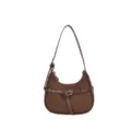 Bolso de hombro marron de media luna, bolso hobo texturizado con hebilla para mujeres chic. - Sin Colgante / Marrón