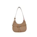 Bolso de hombro marrón en forma de media luna para mujer, bolso hobo texturizado con hebilla diario. - Sin Colgante / Caqui