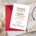 Thanksgiving greeting card close up detail showing funny text layout and elegant red envelope. - Thanksgiving Greeting Card T020402457 (Default Red Envelope)