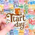 Schattige eekhoorn koffie motivatie sticker detail perfect voor dagboek laptop decoratie. - Cartoon Dieren En Inspirerende Citaten Stickers(T01043914)