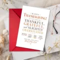 Thanksgiving greeting card with red envelope, festive text design, gift card for holiday. - Thanksgiving Greeting Card T020402454 (Default Red Envelope)