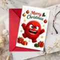Süße rote Plüsch Monster Weihnachtsgrußkarte mit rotem Umschlag für schöne Feiertagsgeschenke. - Stil T020402433