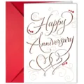 Minimalist red envelope anniversary greeting card variant, elegant calligraphy design. - Happy Anniversary Style (T020401937)