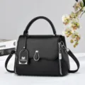 Classic chic versatile black top-handle crossbody small square bag for women daily use. - Black