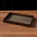 Vintage Holz Begonia Glas Quadratischer Tee-Tablett, Walnussfarbe für Wohnzimmer-Snacks. - 2321B-0202 Viereckige Schwarze Walnuss