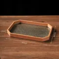 Houten achthoekige dienblad met begoniaglas vintage theeopslag huis bureau decoratie - Achthoek / 29.5x19.5cm / Natuurlijke houtkleur